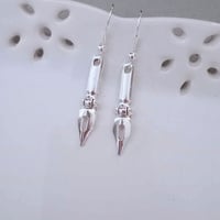 Image 1 of Silver ink pen nib charm style earrings