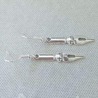 Image 6 of Silver ink pen nib charm style earrings