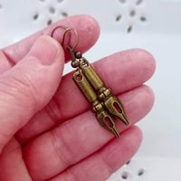 Image 2 of Bronze ink pen nib charm style earrings