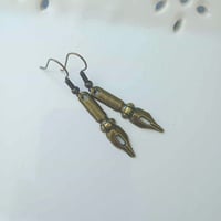 Image 4 of Bronze ink pen nib charm style earrings