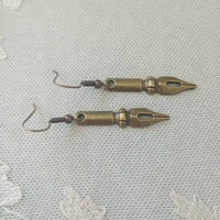 Image 6 of Bronze ink pen nib charm style earrings