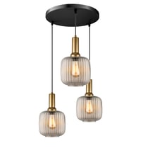 Image 8 of Nordic Design Ribbed Glass Smoke Gray Pendant Lighting