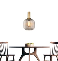 Image 12 of Nordic Design Ribbed Glass Smoke Gray Pendant Lighting