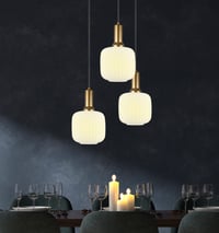 Image 20 of Nordic Design Ribbed Glass Smoke Gray Pendant Lighting