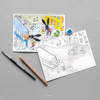 Image 3 of Coloring postcards set of 4