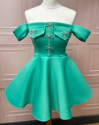 Jade skater dress with diamond bows