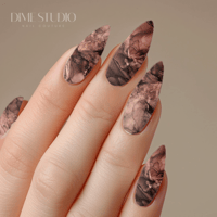 Image 1 of BROWN MARBLE ALCOHOL INK NAIL DECALS 