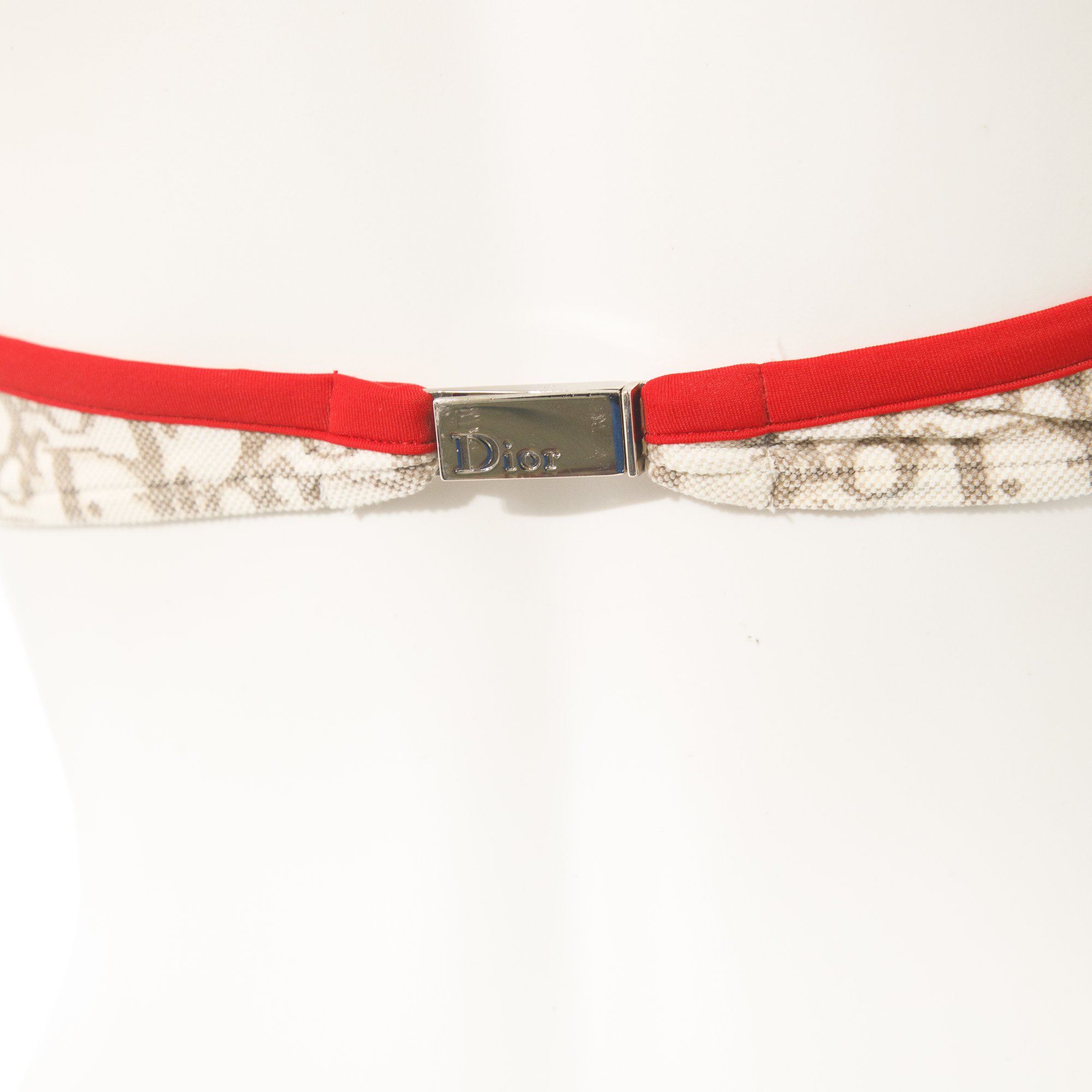 Image of Christian Dior Beige and Red Monogram Bikini and Sarong