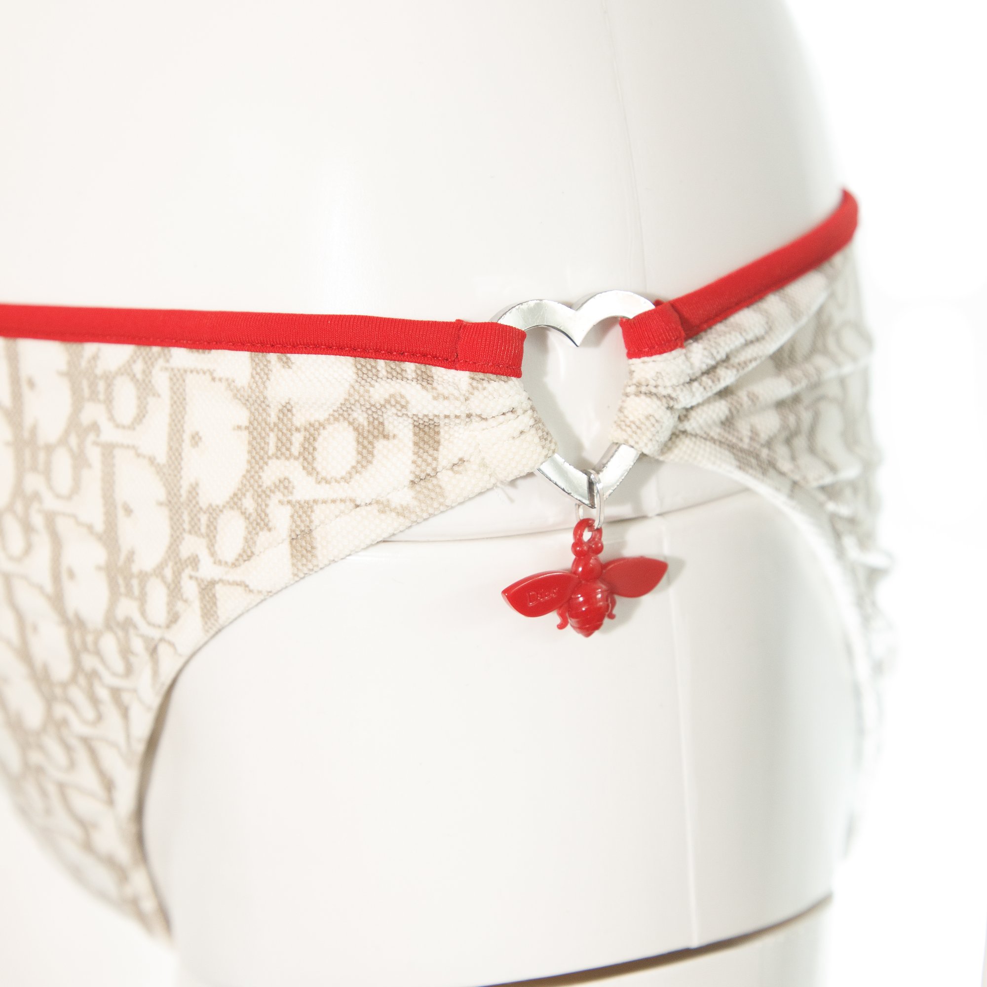 Image of Christian Dior Beige and Red Monogram Bikini and Sarong
