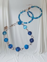 ANA826131 - Blue Agate Link bracelet / Earring set