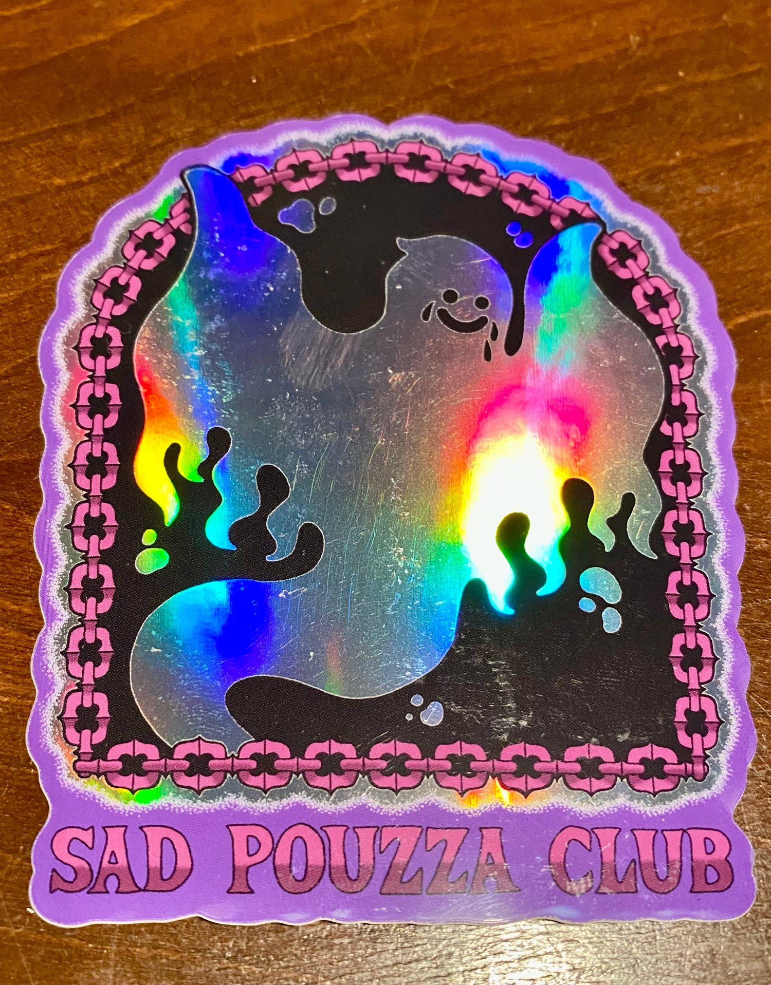 Image of COLLANT HOLO " SAD POUZZA CLUB " HOLOGRAPHIC STICKER  
