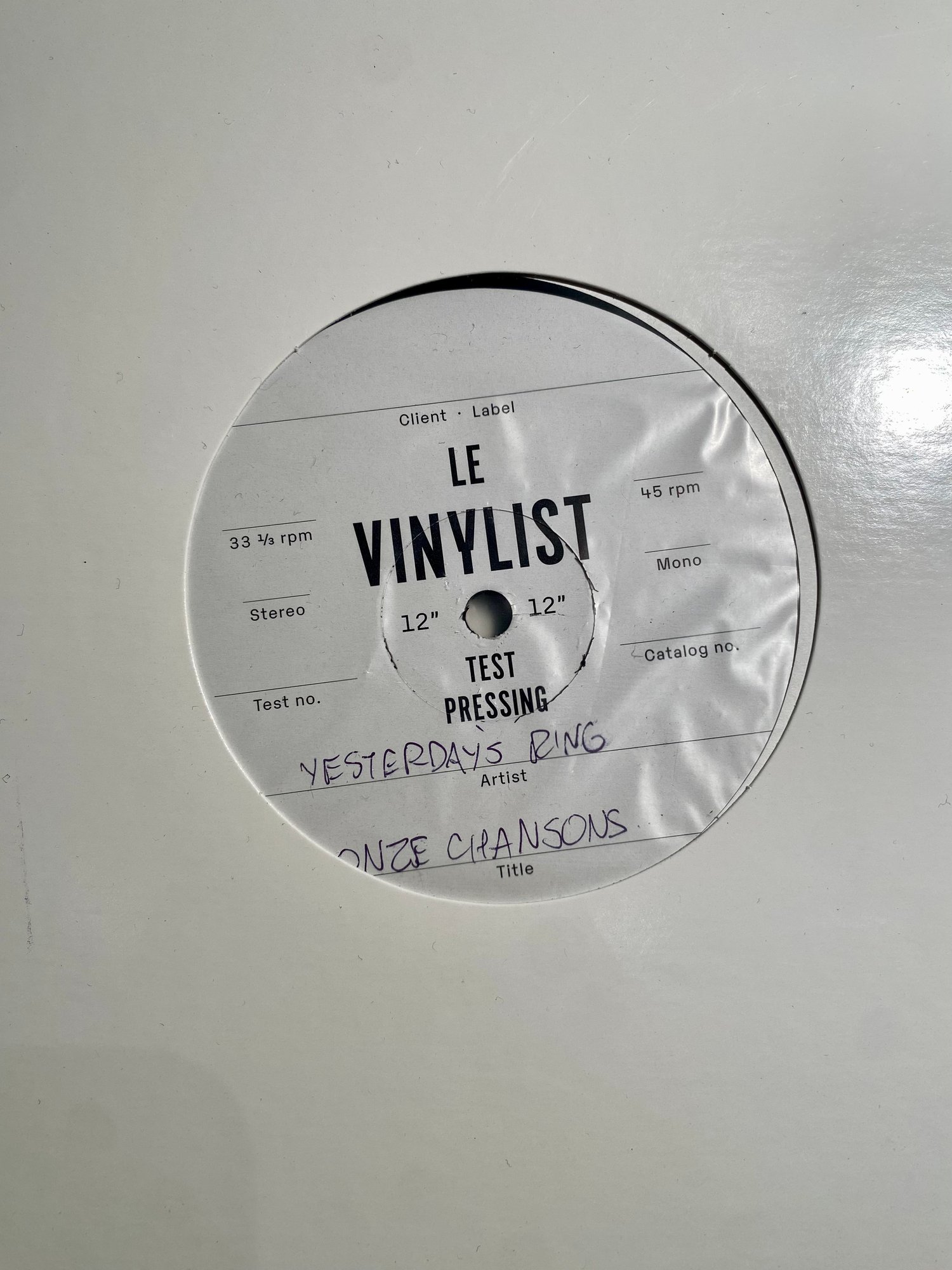 Image of TEST PRESS Yesterday's Ring "11 chansons pour faire pleurer les morts-vivants" LP