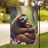 Sloth Baby and Mom In The Forest Garden flag