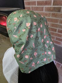 Image 1 of Organic Cotton Crown Cover in Blossoms on Sage