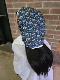 Image 1 of Organic Cotton Crown Cover with Lace Trim- Meadow Mushrooms on Navy
