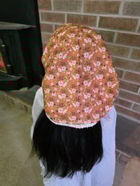 Image 2 of Organic Cotton Crown Cover with Lace Trim- Warm Meadow Mushrooms 