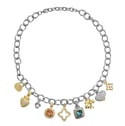 CLOVER CRYSTAL CHARM OVAL LINK NECKLACE