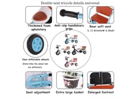 Image 7 of Hansel & Gretel Tandem Tricycle | Ivory or Baby Blue