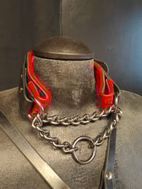 Image 1 of Red Lined Leather Choking Collar