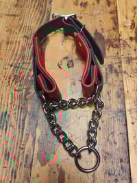 Image 2 of Red Lined Leather Choking Collar