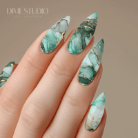 Image 1 of EMERALD GREEN MARBLE  NAIL DECALS