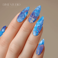 Image 1 of AQUA BLUE MARBLE NAIL DECALS 