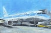 Retro American Airlines A319 Original Oil Painting