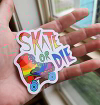 Skate or Die Roller Skate Gay Pride Sticker