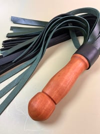 Image 4 of Cherry wood Green and Black Pecker Flogger