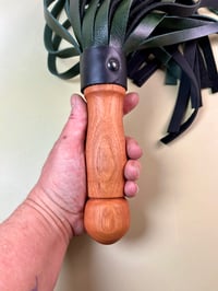 Image 2 of Cherry wood Green and Black Pecker Flogger