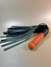 Image 5 of Cherry wood Green and Black Pecker Flogger