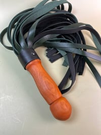Image 1 of Cherry wood Green and Black Pecker Flogger