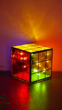 Image 2 of Stained Glass 3D Rubicks Cube Lamp
