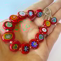Image 4 of Bright Red with Millefiori Bracelet