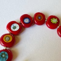 Image 2 of Bright Red with Millefiori Bracelet