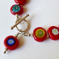 Image 3 of Bright Red with Millefiori Bracelet