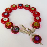 Image 1 of Bright Red with Millefiori Bracelet