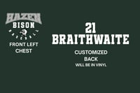 Image 2 of PRE ORDER: 2025 BISON BASEBALL :  NUMBER + NAME ON BACK