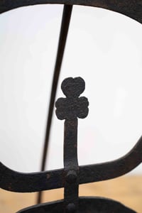Image 2 of Irish 19th Century Wrought Iron Harnen Stand w/ Shamrock Motif 