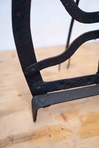 Image 3 of Irish 19th Century Wrought Iron Harnen Stand w/ Shamrock Motif 