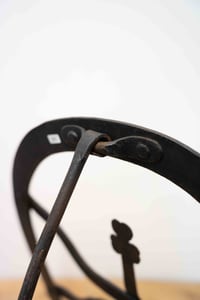 Image 5 of Irish 19th Century Wrought Iron Harnen Stand w/ Shamrock Motif 