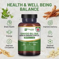 Image 2 of Ginkgo Biloba and Korean Ginseng Tablets 16000mg 180 Vegan