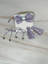 Image 4 of 1 PAIR 42" SWEET LULLABY OMBRE DYED LACES WITH BOWS TASSELS AND CHARMS by LAZY HOUND DESIGNS