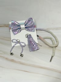 Image 9 of 1 PAIR 42" SWEET LULLABY OMBRE DYED LACES WITH BOWS TASSELS AND CHARMS by LAZY HOUND DESIGNS