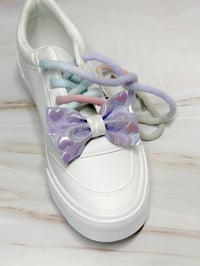 Image 8 of 1 PAIR 42" SWEET LULLABY OMBRE DYED LACES WITH BOWS TASSELS AND CHARMS by LAZY HOUND DESIGNS