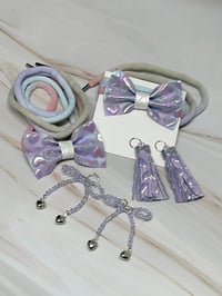 Image 10 of 1 PAIR 42" SWEET LULLABY OMBRE DYED LACES WITH BOWS TASSELS AND CHARMS by LAZY HOUND DESIGNS