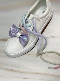 Image 11 of 1 PAIR 42" SWEET LULLABY OMBRE DYED LACES WITH BOWS TASSELS AND CHARMS by LAZY HOUND DESIGNS