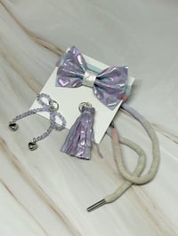 Image 12 of 1 PAIR 42" SWEET LULLABY OMBRE DYED LACES WITH BOWS TASSELS AND CHARMS by LAZY HOUND DESIGNS