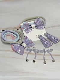 Image 2 of 1 PAIR 42" SWEET LULLABY OMBRE DYED LACES WITH BOWS TASSELS AND CHARMS by LAZY HOUND DESIGNS