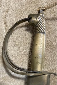 Image 5 of  Vintage Indian Dress Talwar w/Green Velvet Scabbard & Etched Blade